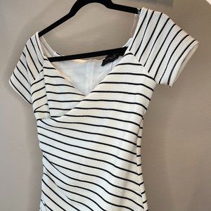 NWT Akira Black Label White/Black Stripe Dress S